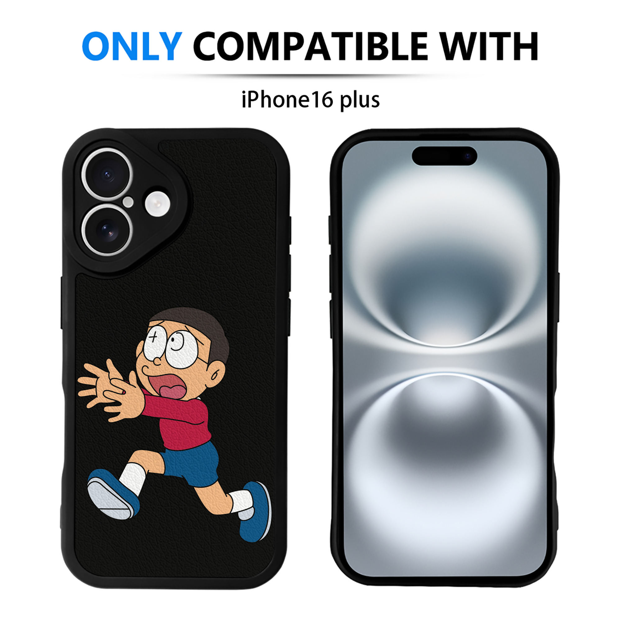 （画像用） ドラえもん 野比 のび太 Doraemon Nobita Nobi 【iPhone 16シリーズ対応】シリコンスマホケース（レザー調） 材質：シリコン